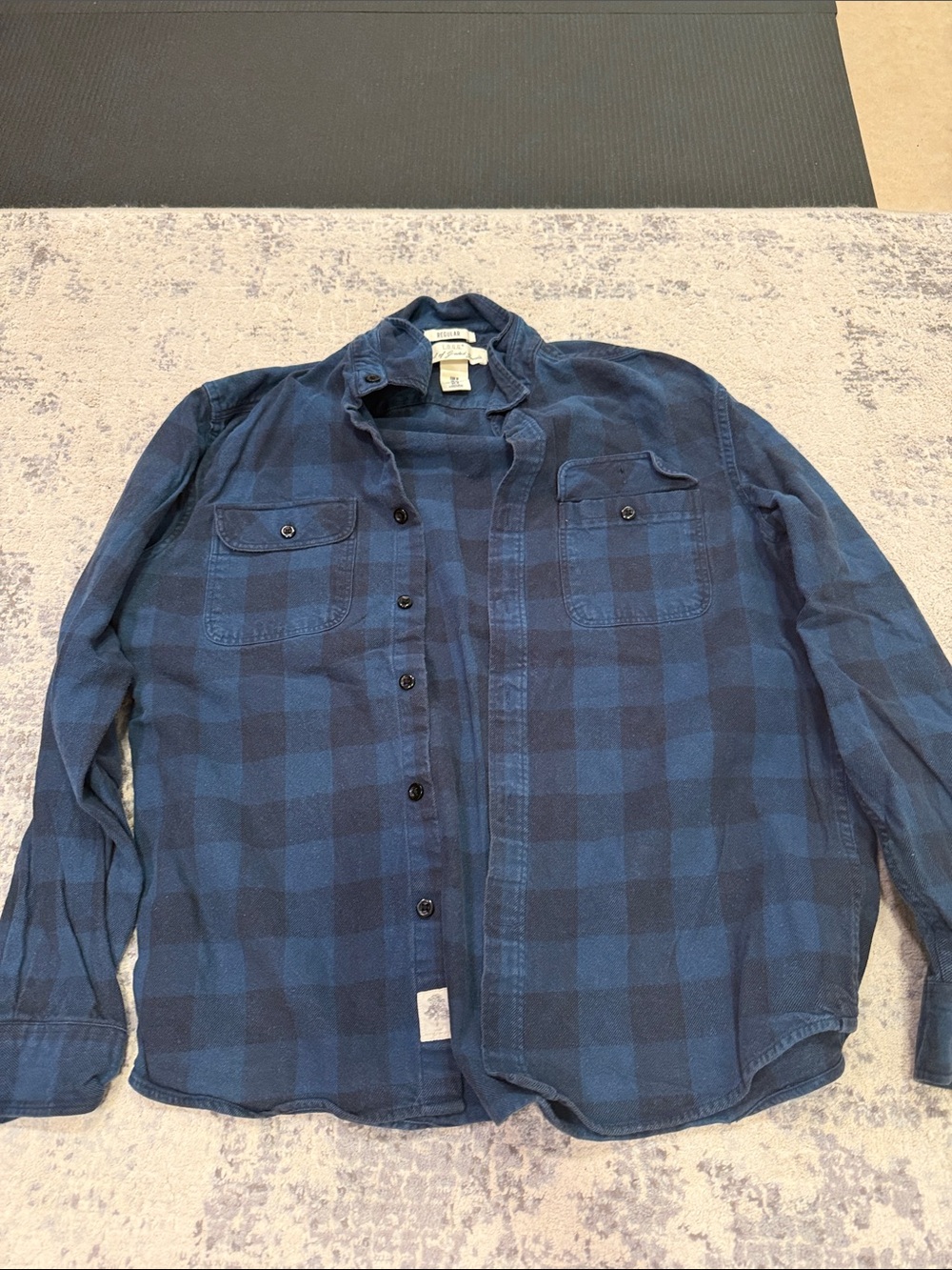 H&M Men's Navy and Dark Blue Plaid Button-Down Shirt